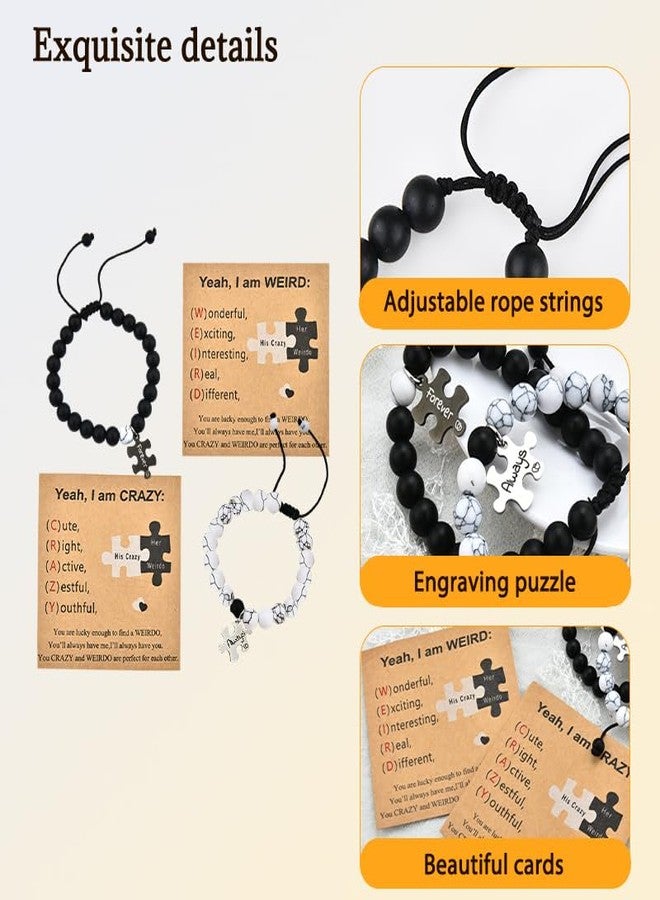 YangQian Engagement Wedding Anniversary Birthday Gifts for Couples Bracelets for Him and Her Matching Bracelets for Couples Gifts for Husband Wife Spouse Girlfriend Boyfriend Graduation Gift for Bf Gf Bracelet - Image 2