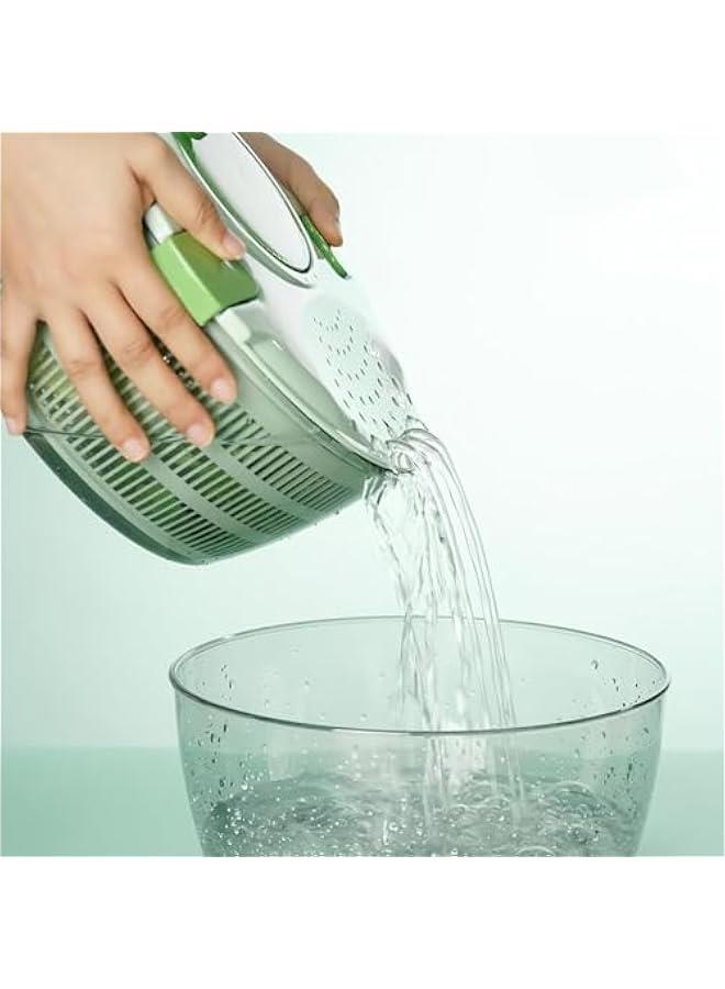Large Salad Spinner - Vegetable Spin Dryer with Drainage Hole, Container, and Filter - 4L Capacity, BPA-free, Multi-functional Kitchen Helper for Washing Fruits and Vegetables - Image 3