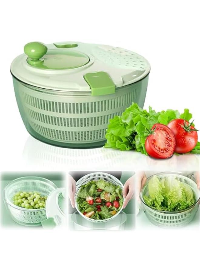 Large Salad Spinner - Vegetable Spin Dryer with Drainage Hole, Container, and Filter - 4L Capacity, BPA-free, Multi-functional Kitchen Helper for Washing Fruits and Vegetables - Image 1