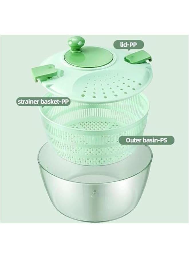 Large Salad Spinner - Vegetable Spin Dryer with Drainage Hole, Container, and Filter - 4L Capacity, BPA-free, Multi-functional Kitchen Helper for Washing Fruits and Vegetables - Image 5