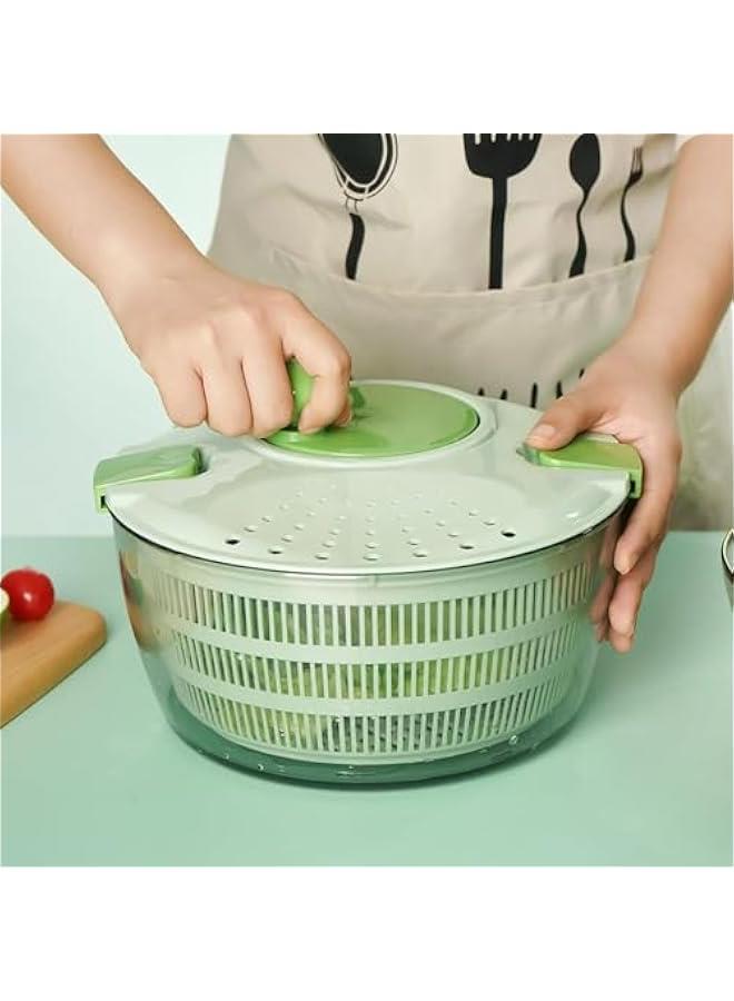 Large Salad Spinner - Vegetable Spin Dryer with Drainage Hole, Container, and Filter - 4L Capacity, BPA-free, Multi-functional Kitchen Helper for Washing Fruits and Vegetables - Image 4