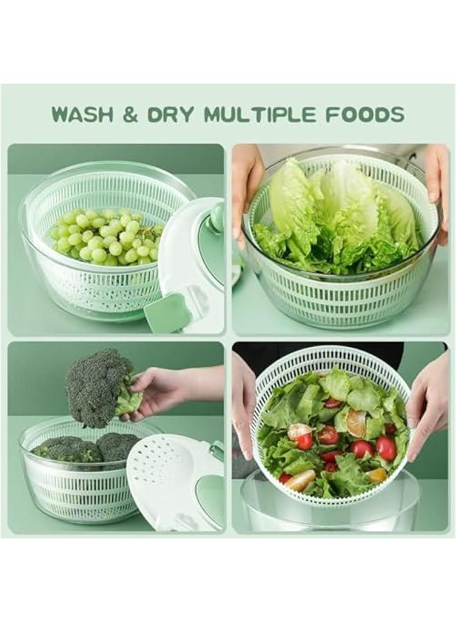 Large Salad Spinner - Vegetable Spin Dryer with Drainage Hole, Container, and Filter - 4L Capacity, BPA-free, Multi-functional Kitchen Helper for Washing Fruits and Vegetables - Image 2