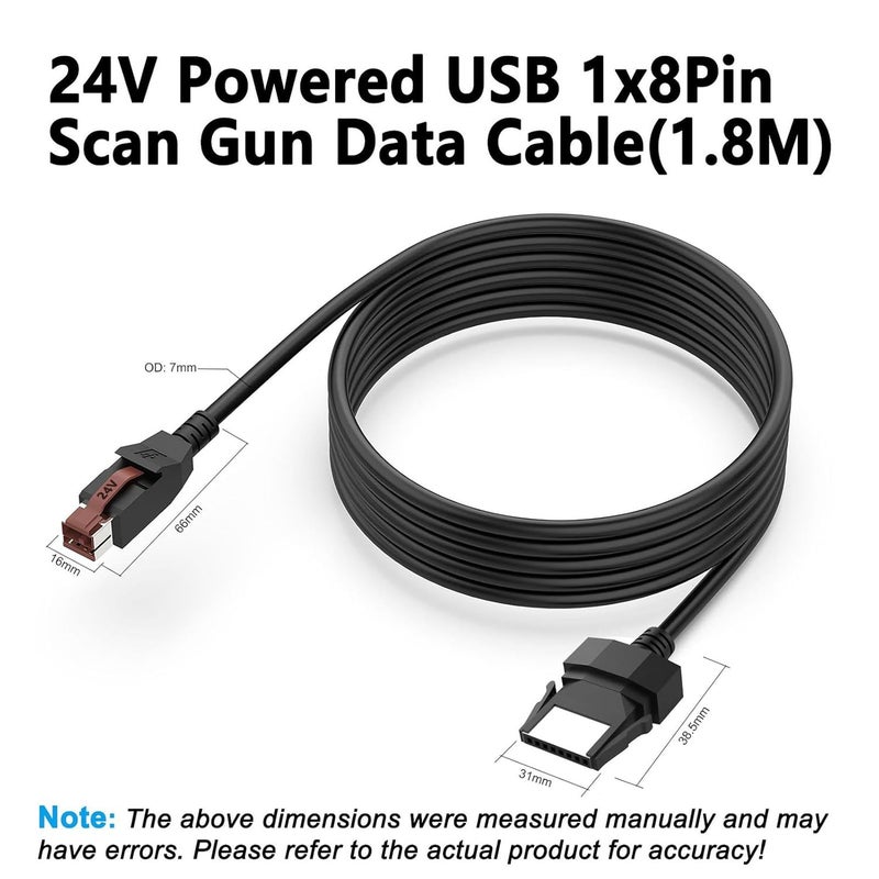 تصميم بسيط متعدد الخصائص كابل ماسح الباركود USB، 1.8 متر من PVC بديل لكابل ماسح الباركود لنظام نقاط البيع والطابعة، مع نقل بيانات سريع وطاقة مستقرة خفيف الوزن لا يثقل كاهل الأرفف - Image 3