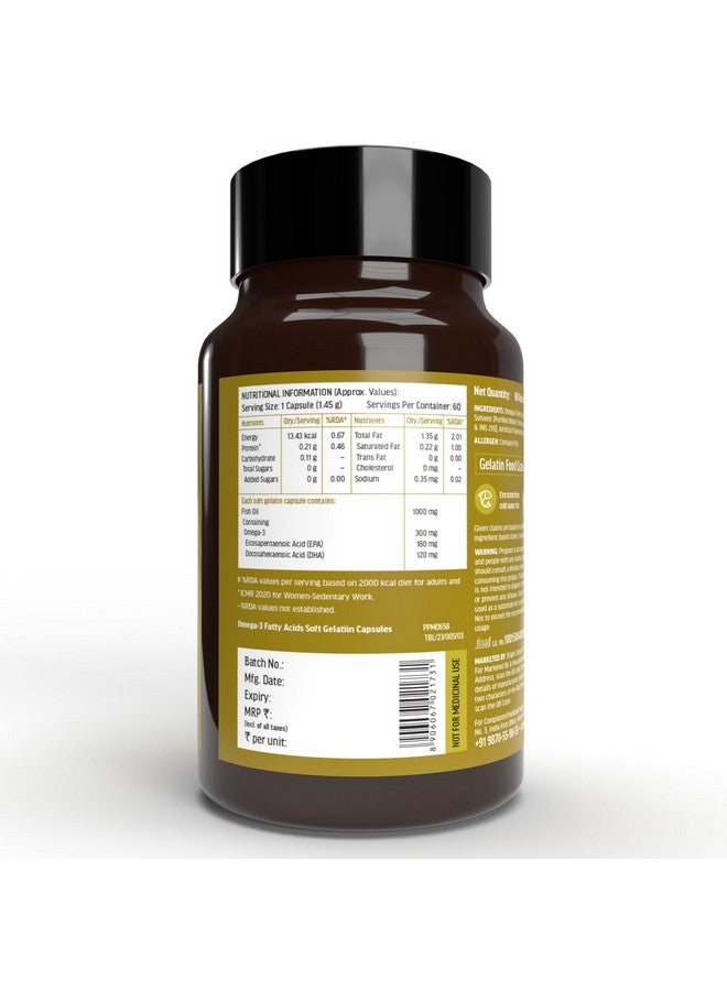 HealthKart hk vitals مكمل زيت السمك أوميغا 3 والكالسيوم والمغنيسيوم والزنك مع فيتامين D3 (60 قرص لكل منهما) حزمة كومبو | 1000 ملغ أوميغا 3 مع 180 ملغ EPA و 120 ملغ DHA - Image 3