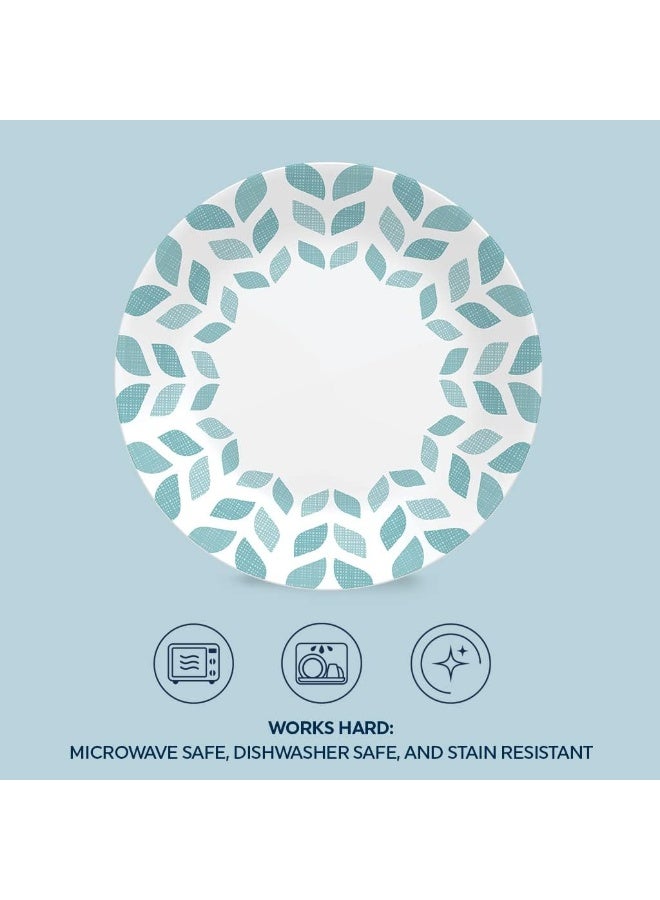 Corelle مجموعة كوريل العالمية فيتريل 6 قطع طقم غداء وعشاء زجاج معاد تدويره ثلاثي الطبقات خفيف الوزن صديق للبيئة أطباق دائرية 8.12 بوصة تصميم أشجار الصنوبر الشمالية - Image 3