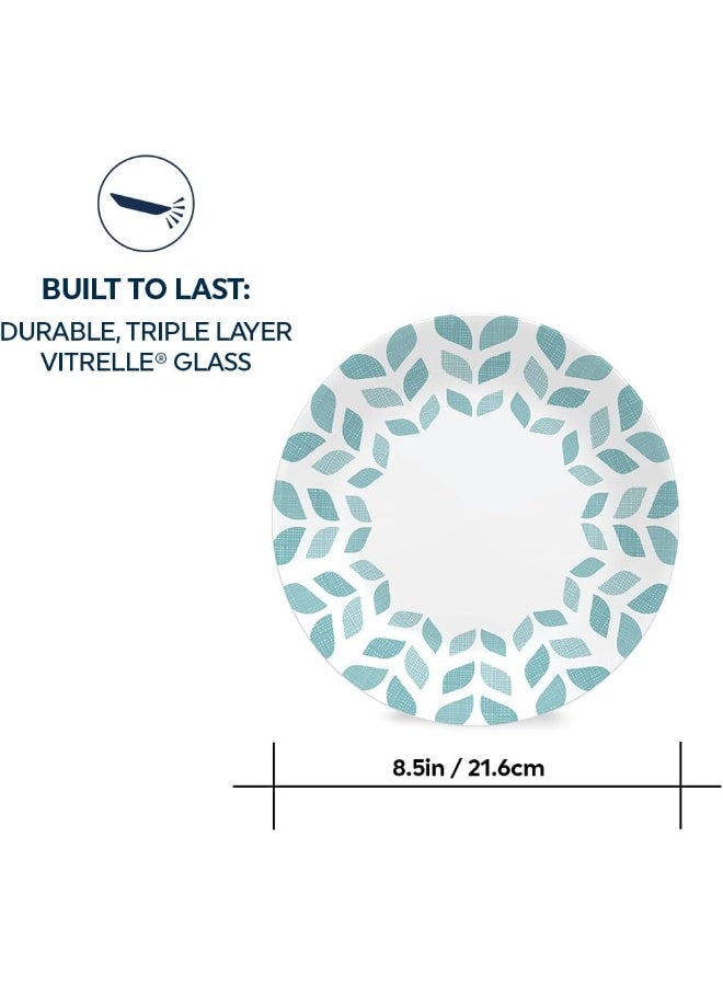 Corelle مجموعة كوريل العالمية فيتريل 6 قطع طقم غداء وعشاء زجاج معاد تدويره ثلاثي الطبقات خفيف الوزن صديق للبيئة أطباق دائرية 8.12 بوصة تصميم أشجار الصنوبر الشمالية - Image 4