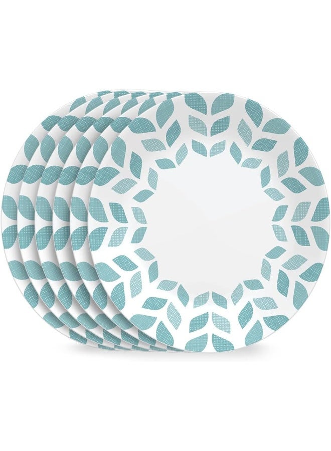 Corelle مجموعة كوريل العالمية فيتريل 6 قطع طقم غداء وعشاء زجاج معاد تدويره ثلاثي الطبقات خفيف الوزن صديق للبيئة أطباق دائرية 8.12 بوصة تصميم أشجار الصنوبر الشمالية - Image 1