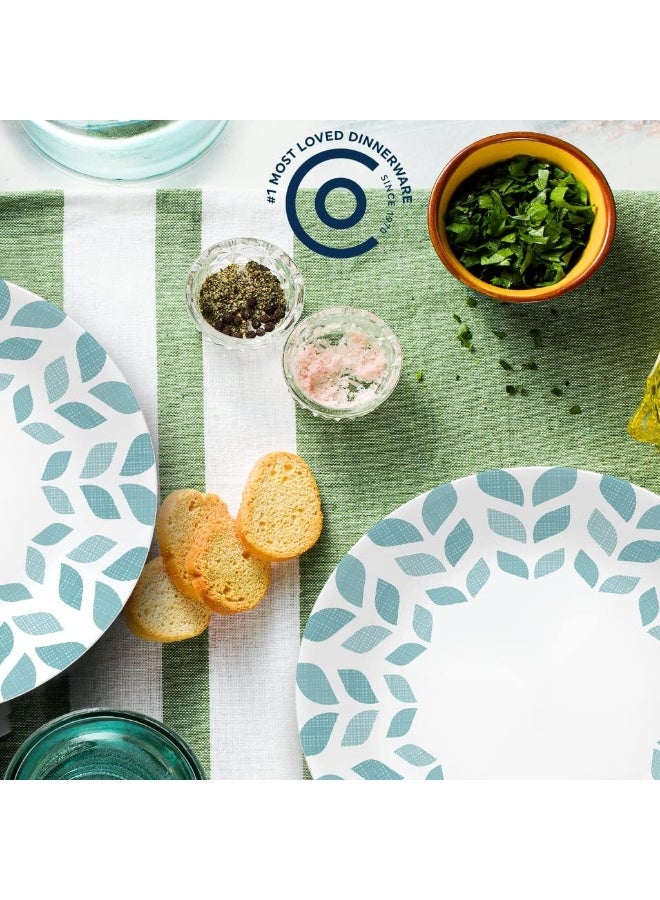 Corelle مجموعة كوريل العالمية فيتريل 6 قطع طقم غداء وعشاء زجاج معاد تدويره ثلاثي الطبقات خفيف الوزن صديق للبيئة أطباق دائرية 8.12 بوصة تصميم أشجار الصنوبر الشمالية - Image 2