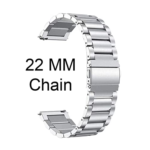 ADAMO 22Mm Watch Strap Compatible For Phoenix Ultra/Phoenix/Pulse 2/Xtend Pro/Xtend Call And All 22Mm Wristwatch And Smartwatches, Silver - Image 2
