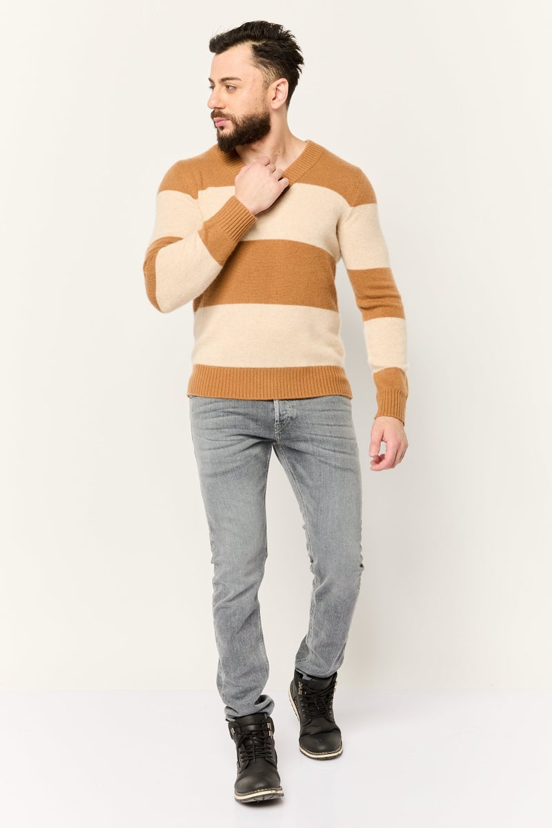 ESPRIT Men V Neck Yarn Dye Knitted Sweater, Multicolor - Image 4
