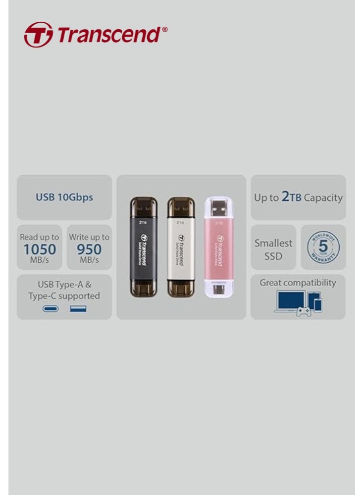 Transcend 2TB External SSD ESD310C USB 10Gbps | Dual USB Portable SSD (USB Type-A and Type-C) 2 TB - Image 5