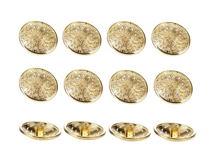 12 PCS FLOWERY OPENWORK METAL SHANK BUTTONS CRAFT FOR DIYS SEWING EMBELLISHMENT GOLD18MM