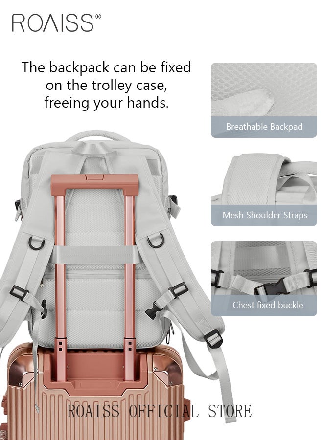 roaiss Carry-On Luggage Backpack High Capacity Business Travel Expandable Bag for Short Trips Dry and Wet Separation Scientific Storage Business Computer Bag Simple Solid Color Design with Check In Backpack  - Image 5