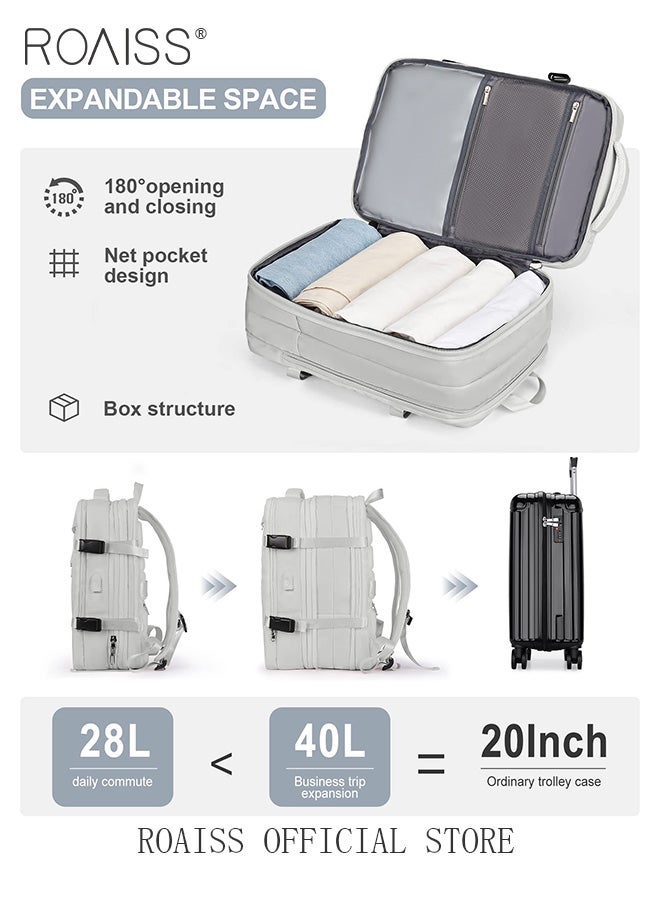 roaiss Carry-On Luggage Backpack High Capacity Business Travel Expandable Bag for Short Trips Dry and Wet Separation Scientific Storage Business Computer Bag Simple Solid Color Design with Check In Backpack  - Image 4