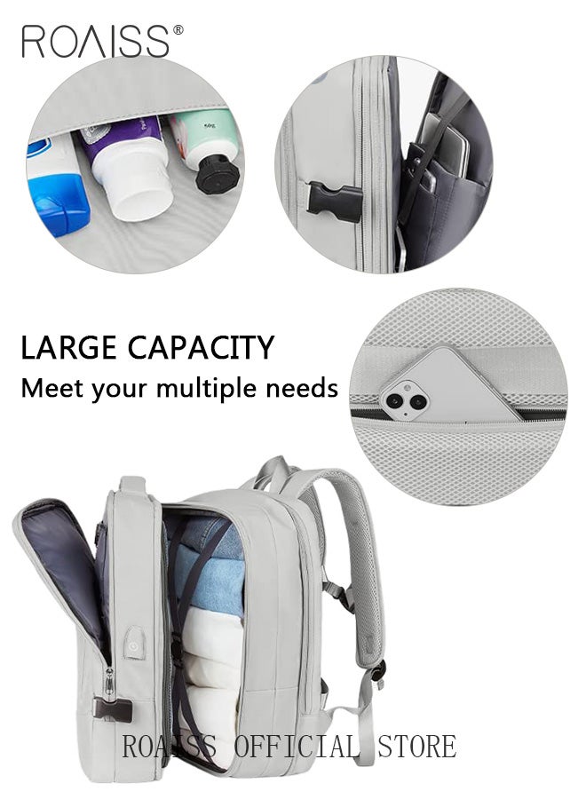 roaiss Carry-On Luggage Backpack High Capacity Business Travel Expandable Bag for Short Trips Dry and Wet Separation Scientific Storage Business Computer Bag Simple Solid Color Design with Check In Backpack  - Image 3