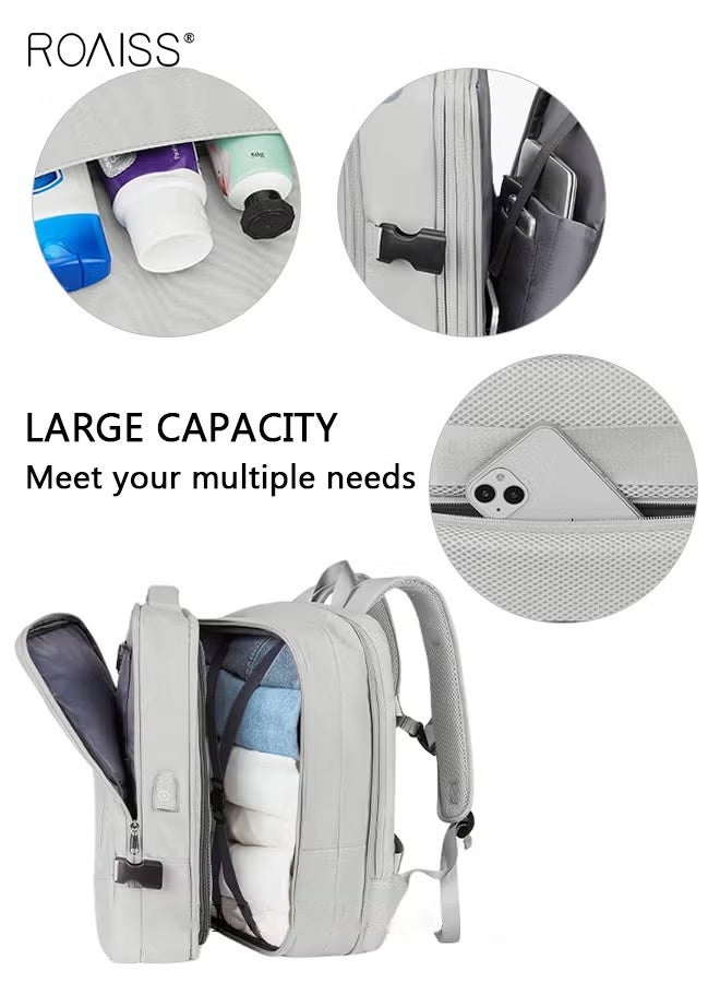 roaiss Carry-On Luggage Backpack High Capacity Business Travel Expandable Bag for Short Trips Dry and Wet Separation Scientific Storage Business Computer Bag Simple Solid Color Design with Check In Backpack - Image 3