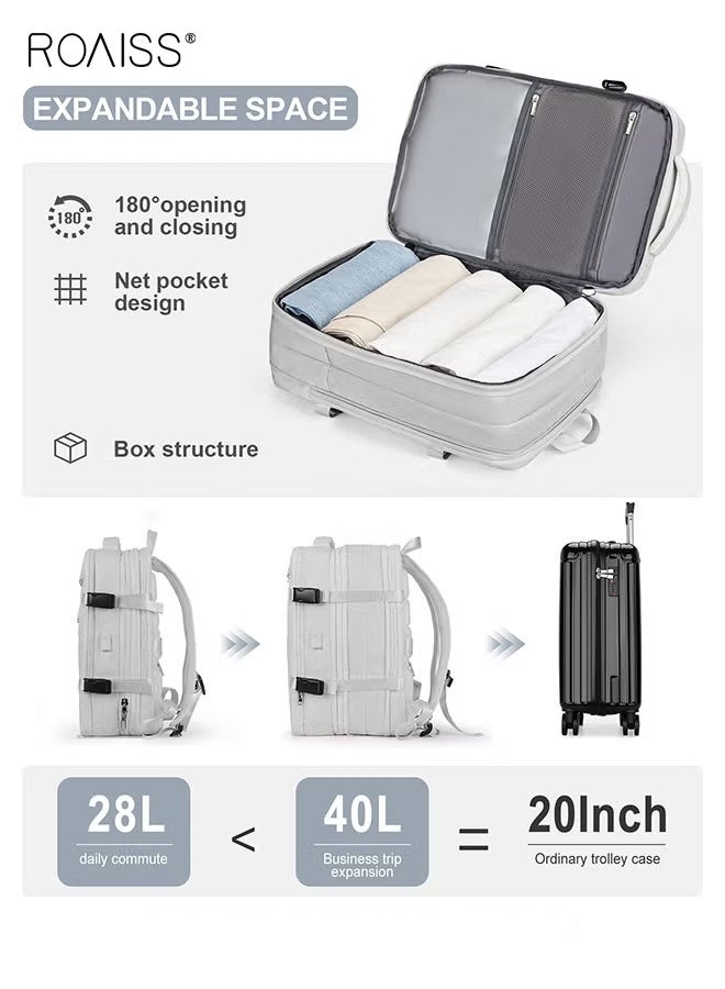 roaiss Carry-On Luggage Backpack High Capacity Business Travel Expandable Bag for Short Trips Dry and Wet Separation Scientific Storage Business Computer Bag Simple Solid Color Design with Check In Backpack - Image 4