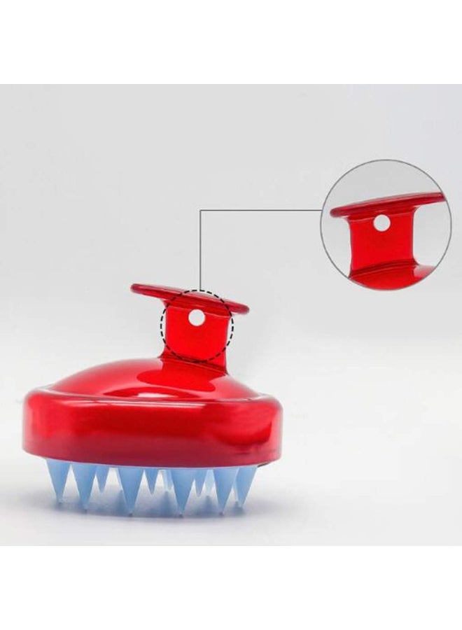 Red Blossom Hair Scalp Massager Shampoo Brush – Manual Head Massage Tool with Soft Silicone Bristles | Dandruff Removal, Scalp Exfoliation & Hair Growth Stimulation (Red)  - Image 3