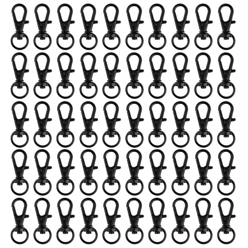 cnomg 50 pcs Swivel Clasps Lanyard Snap Hookcnomg Metal Swivel Lanyard Snap Hook Lobster Claw Clasp Black