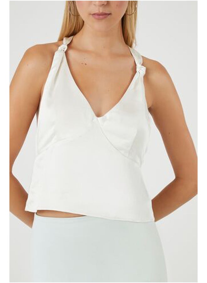 FOREVER 21 Knotted Satin Tank Top  - Image 5