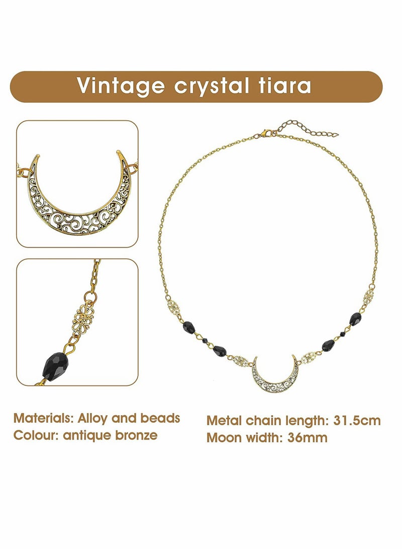 KASTWAVE Head Chain Wedding Jewelry Chain Moon Stars Gold Jewelry Headpiece Rhinestone Forehead Headbands Vintage Hair Chain Decorations Headpiece Accessories for Women (Copper Black Water Drop) - Image 5