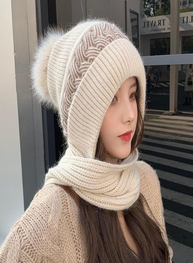 HELLYZ 2-in-1 Windproof Scarf with Cap for Women & Girls | Soft Knitted Beanie with Integrated Ear Guard & Velvet Lining | Winter Warm Woolen Muffler Cap | Stylish & Cozy Headwear Multicolour - Image 3