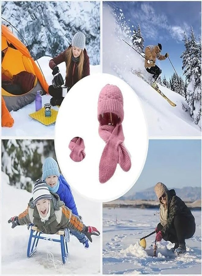 HELLYZ 2-in-1 Windproof Scarf with Cap for Women & Girls | Soft Knitted Beanie with Integrated Ear Guard & Velvet Lining | Winter Warm Woolen Muffler Cap | Stylish & Cozy Headwear Multicolour - Image 2