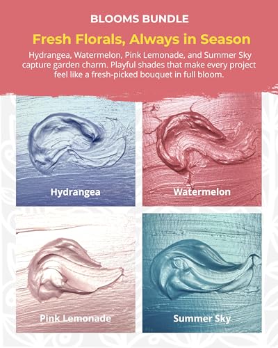 The Crafter's Workshop Stencil Butter - Blooms Acrylic Paint Set - Boutique Metallic Texture Paste for Art, Canvas, Journals, & Cards - 4 x 2oz Jars - Image 2