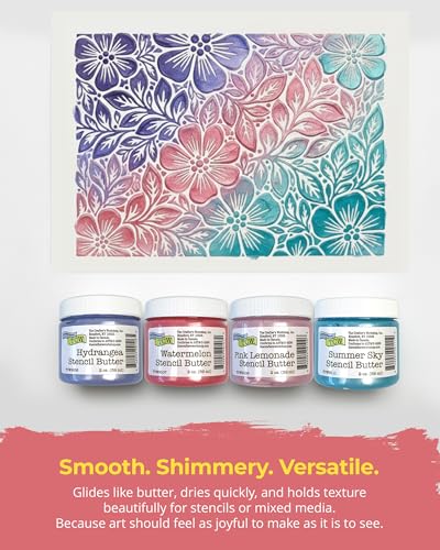 The Crafter's Workshop Stencil Butter - Blooms Acrylic Paint Set - Boutique Metallic Texture Paste for Art, Canvas, Journals, & Cards - 4 x 2oz Jars - Image 3