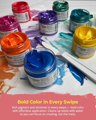 The Crafter's Workshop Stencil Butter - Blooms Acrylic Paint Set - Boutique Metallic Texture Paste for Art, Canvas, Journals, & Cards - 4 x 2oz Jars - Image 5