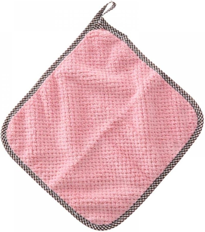 Super Absorbent Microfiber Reusable Cleaning Cloth Towel, Kitchen daily dish towel, dish cloth, kitchen rag, non-stick oil, thickened table cleaning cloth (Pink, 3)