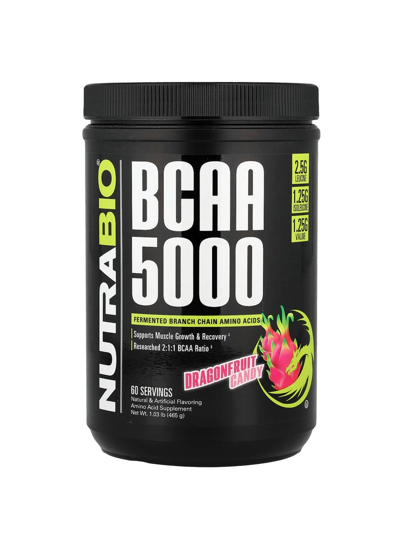 NutraBio BCAA 5000, Dragonfruit Candy, 1.03 lb (465 g)