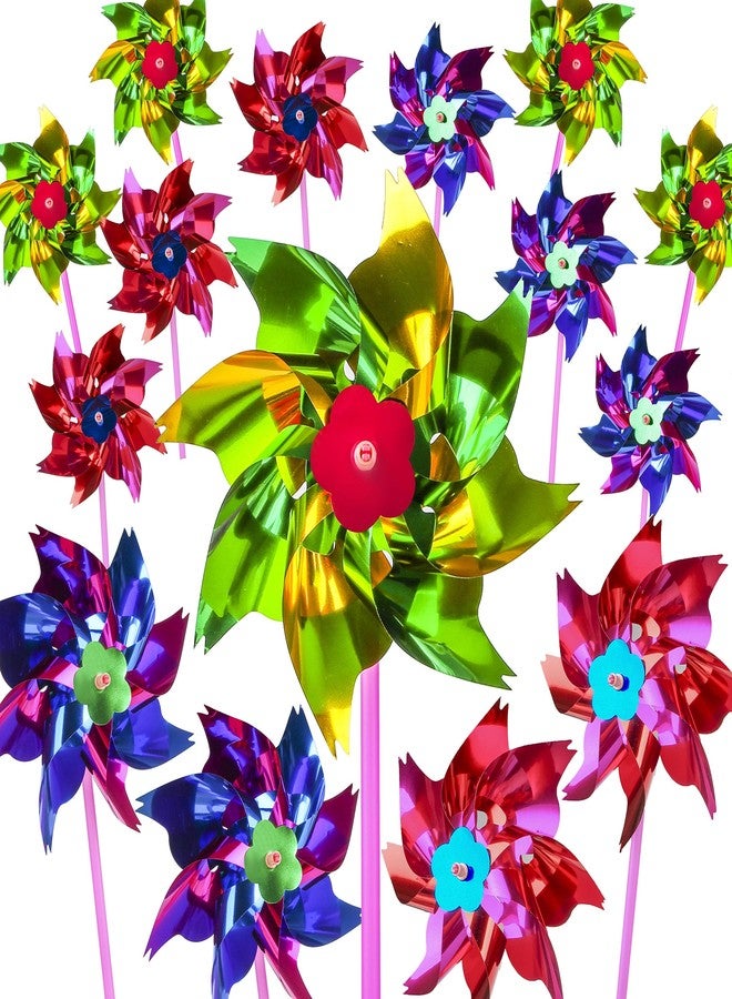 PROLOSO 24 Pack Plastic Pinwheels for Kids Party Favors DIY Lawn Windmill Set Pinwheels for Yard and Garden - Image 1