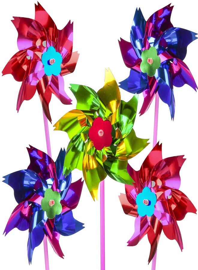 PROLOSO 24 Pack Plastic Pinwheels for Kids Party Favors DIY Lawn Windmill Set Pinwheels for Yard and Garden - Image 2