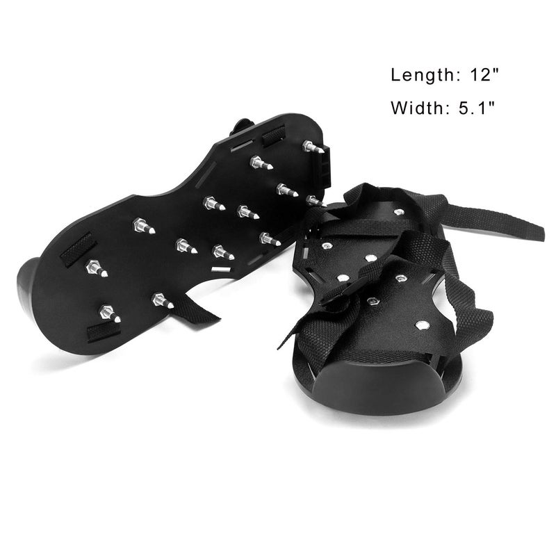 QWORK Spiked Shoes, 1 Pair Lawn Aerator Shoes with 1" Short Spikes Perfect For Epoxy Floor, Overlays, Cover Installation, Black Color - Image 3