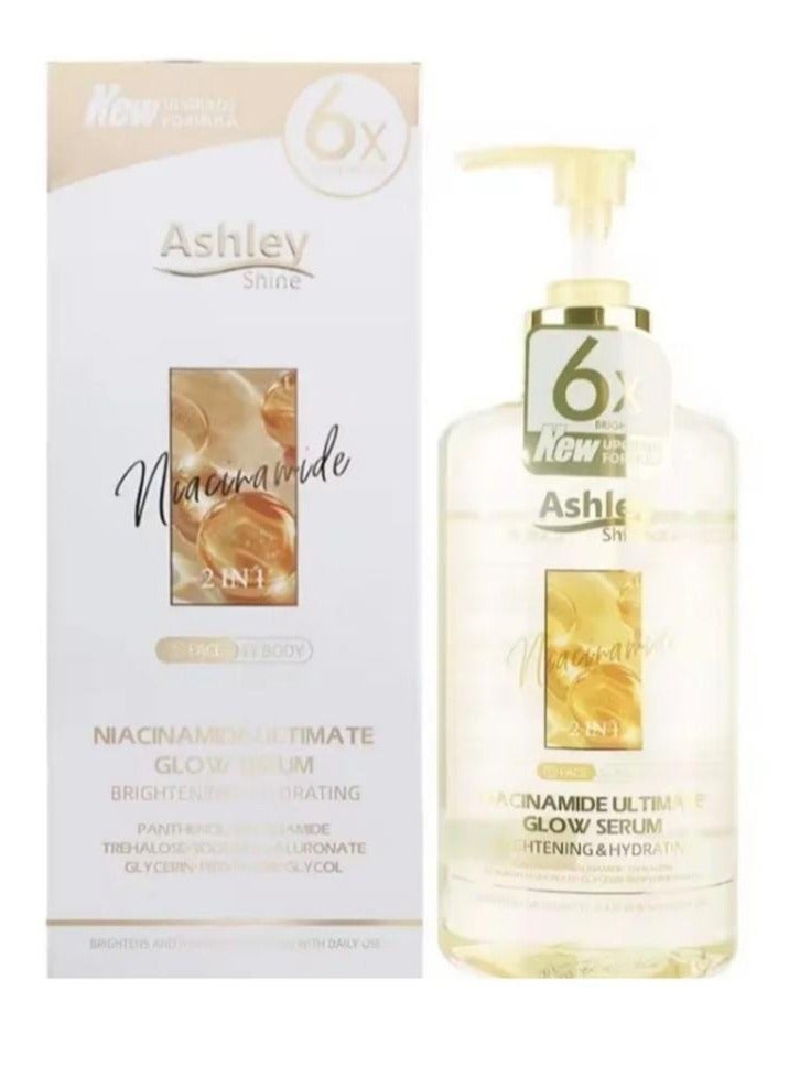 آشلي أشلي شاين، سيروم نياسيناميد 2 في 1 للوجه والجسم، يمنح البشرة توهجًا مثاليًا، ويرطبها.
