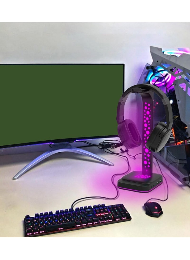 General Gaming Headset Stand with 2 USB Ports, Desk Headset Headphone Holder Earphone Mount Hanger for Gaming Stations  - Image 3