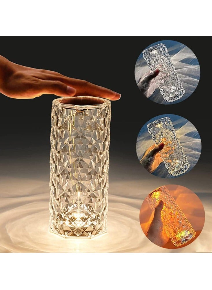 اباجورة كريستال 16 لون مع ريموت للتحكم في لون الاضائة، لمبة كريستال ليد كرستال مضيئة بألوان متعددة، لمبة سهاري وديكور سهاريه بتصميم ماسي ثلاثي الأبعاد، بلورة كريستال مضيئة قمر، لمبة ليد مع ريموت كنترول متعدد الالوان، قابلة للتعتيم مع 16 لون RGB، مصباح مكتب قابل لإعادة الشحن عبر USB لغرفة النوم، المعيشة، المنزل، المكتب، شفاف - Image 3