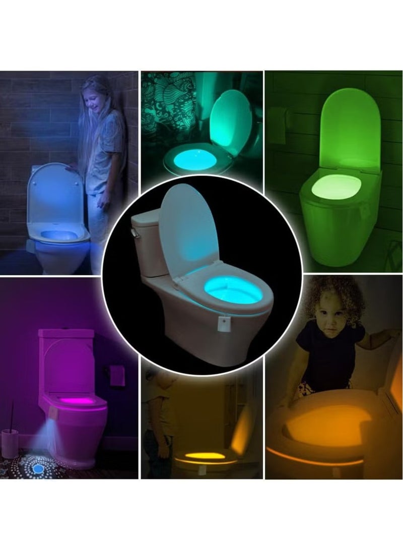 Motion Sensor Toilet Night Light – 16-Color USB Rechargeable Toilet Bowl Lamp - Image 2