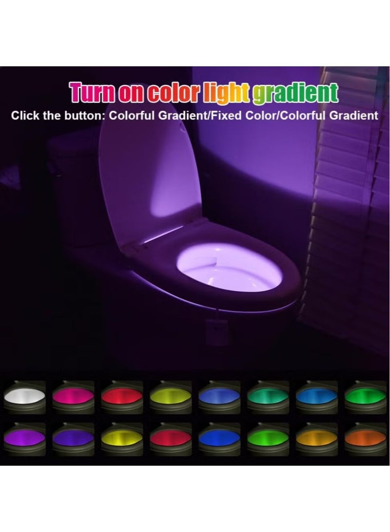 Motion Sensor Toilet Night Light – 16-Color USB Rechargeable Toilet Bowl Lamp - Image 1
