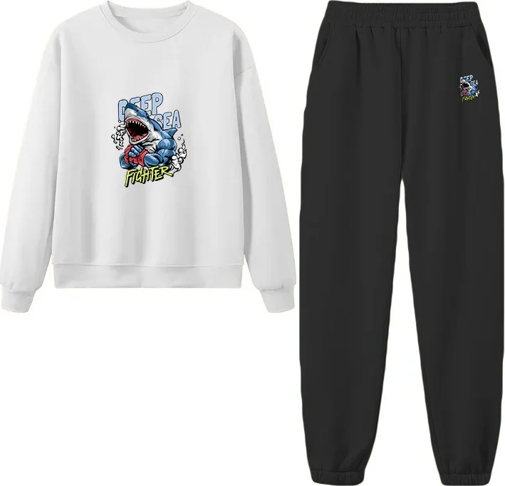 DogFish Tracksuit Oversize Deepsea Printed Tracksuit,lover,couple Combination White