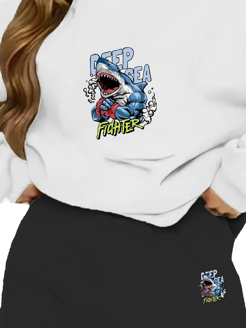 DogFish Tracksuit Oversize Deepsea Printed Tracksuit,lover,couple Combination White