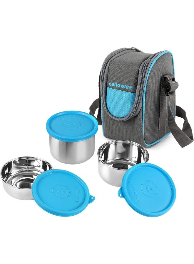 Cello صندوق غداء سيللو ستيلوكستيل المقاوم للصدأ - 3 ستيل، أزرق - Image 1