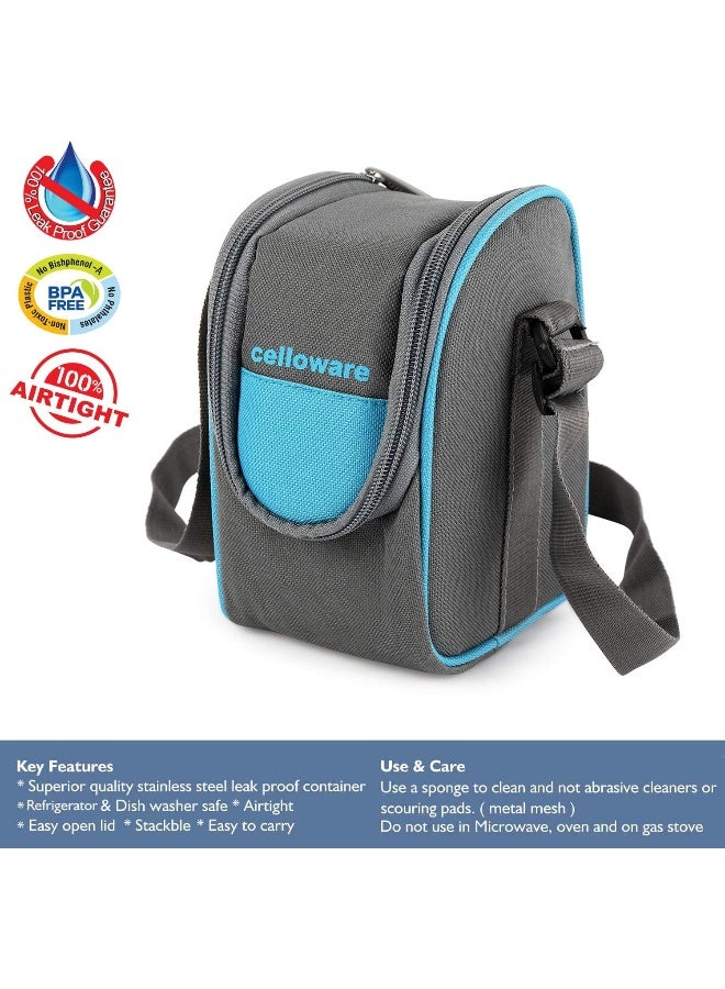 Cello صندوق غداء سيللو ستيلوكستيل المقاوم للصدأ - 3 ستيل، أزرق - Image 3