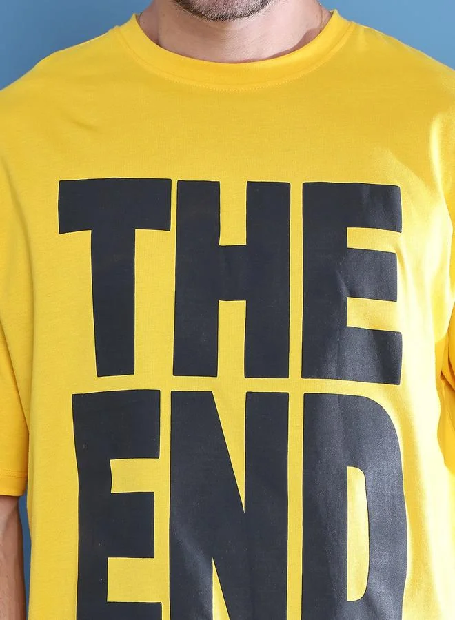 ستايلي Men Yellow Graphic Print Oversized T-Shirt By Door74