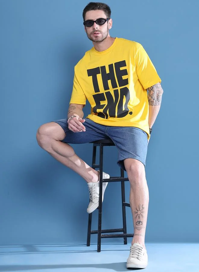 ستايلي Men Yellow Graphic Print Oversized T-Shirt By Door74