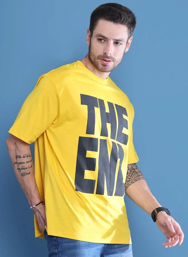 ستايلي Men Yellow Graphic Print Oversized T-Shirt By Door74