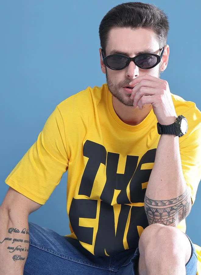 ستايلي Men Yellow Graphic Print Oversized T-Shirt By Door74
