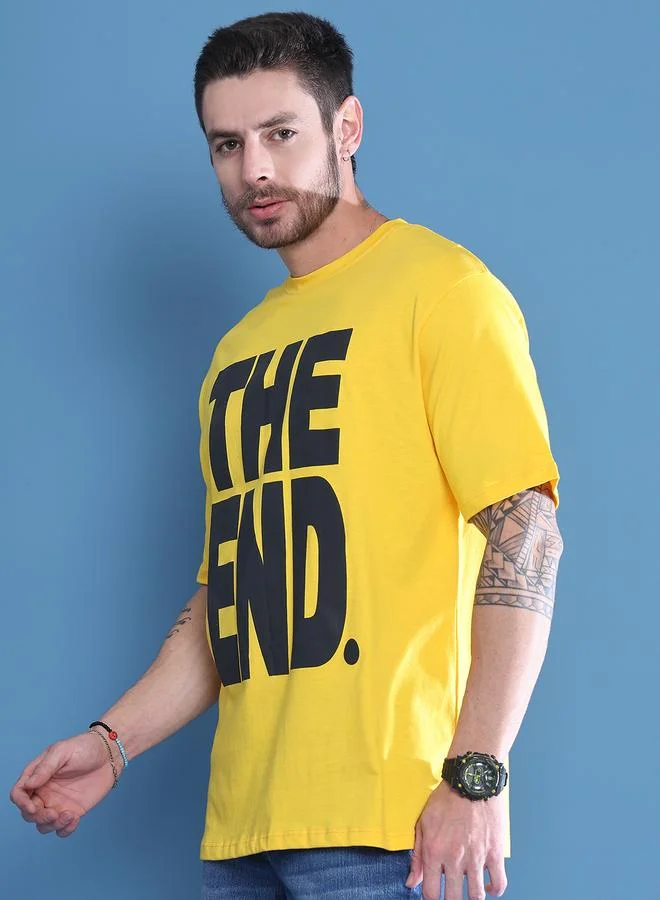 Take Two Men Yellow Graphic Print Oversized T-Shirt By Door74