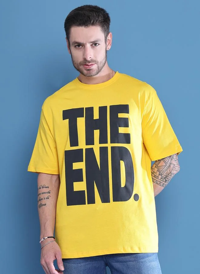 Take Two Men Yellow Graphic Print Oversized T-Shirt By Door74